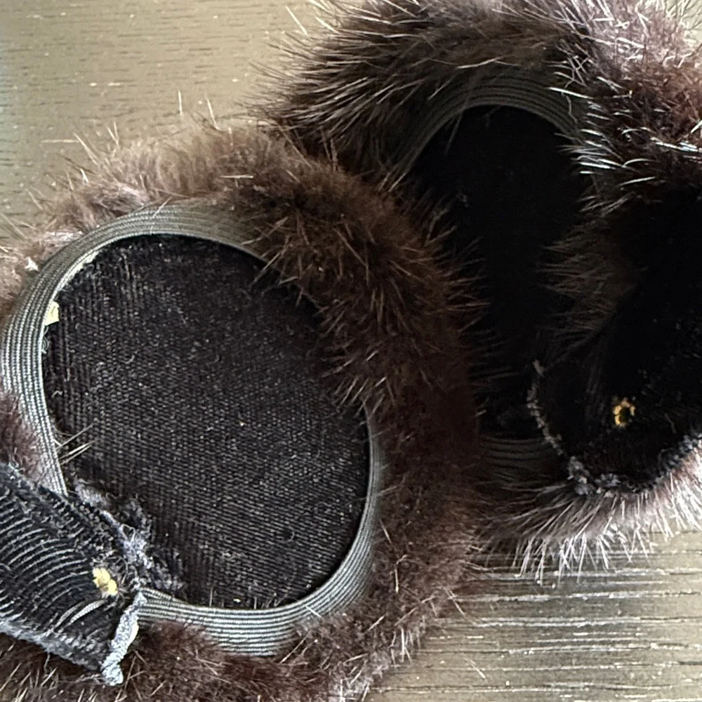 Winter Women’s Earmuffs Luxurious Dark Brown Fur Adjustable